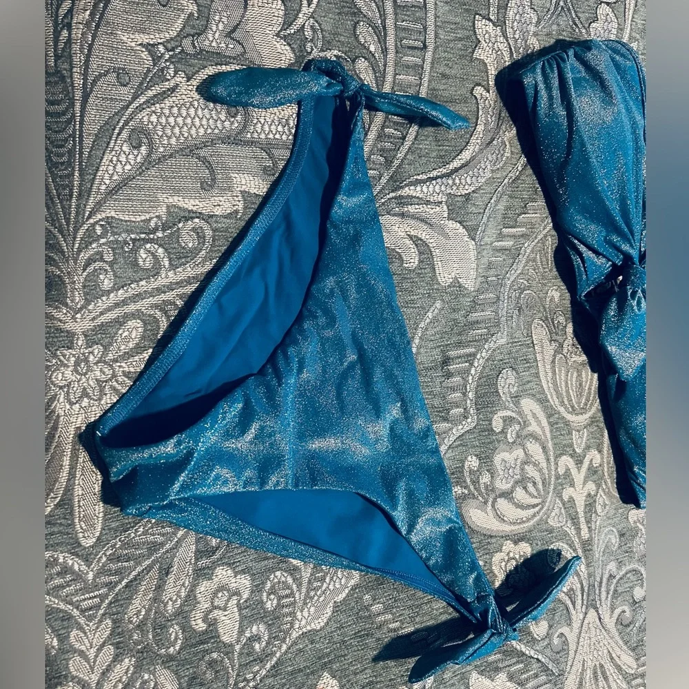 Zimmermann Raie Lurex Blue Iris Tie Bikini Set